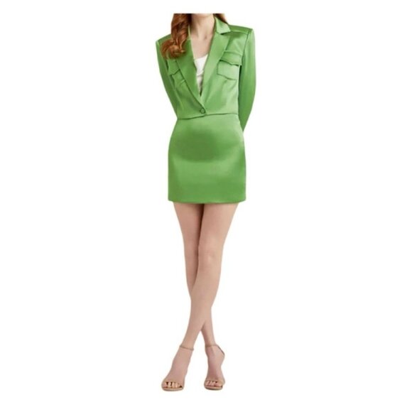 Cinc a sept Ida Cropped Satin Blazer 0 $450 - Picture 2 of 9